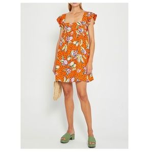 Anthropologie Linen Blend Mini Babydoll Dress